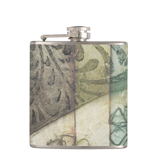 庭パネ葉ル、花、草 フラスク (正面)