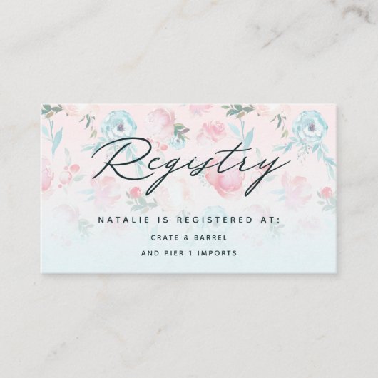 庭フランスのフローラブライダルシャワー贈与簿 エンクロージャーカード (正面)