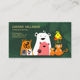 庭ペット付き添いで遊んでいるかわいい動物 名刺