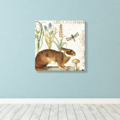 庭モダンフランスののヴィンテージウサギ キャンバスプリント (インサイチュ (ウッドフロア))