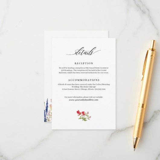 庭モダン花手書き結婚情報 エンクロージャーカード (正面/裏面インサイチュ)