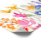 庭モダン野の花のスクリプトブライダルへようこそ ポスター (角)