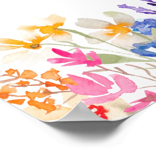 庭モダン野の花のスクリプトブライダルへようこそ ポスター (角)