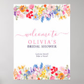 庭モダン野の花のスクリプトブライダルへようこそ ポスター (正面)