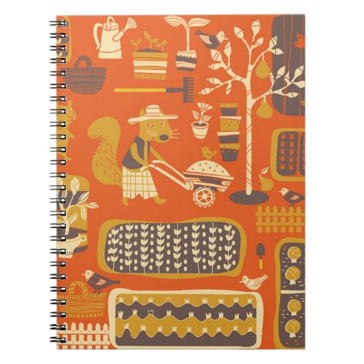 庭リスお洒落ズ：動物のシーン ノートブック (正面)