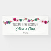 庭ロマンスの花結婚の白いバナー 横断幕 (横)