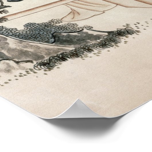 庭中国のの婦人 ポスター (角)