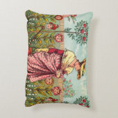 庭園で花を育てる女性のアート・アンティーク アクセントクッション (裏面(縦))