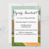 庭園で花を育てる女性のアート・アンティーク 招待状 (正面)