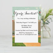 庭園で花を育てる女性のアート・アンティーク 招待状 (スタンド正面)