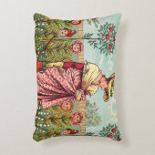 庭園で花を育てる女性 アート アンティーク アクセントクッション (正面(垂直))