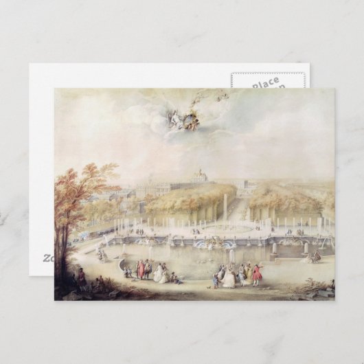 庭園とヴェルサイユのシャトーの景色 ポストカード (正面/裏面)