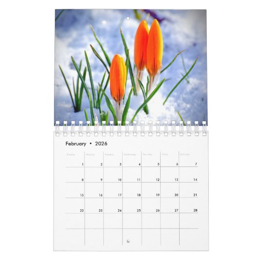 庭園と花 カレンダー (2月 2026)