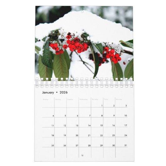 庭園と花 カレンダー (1月 2026)