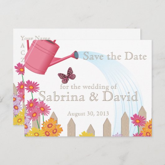 庭園のパーティーコレクション日付の保存 案内ポストカード (正面/裏面)