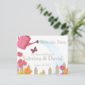 庭園のパーティーコレクション日付の保存 案内ポストカード (スタンド正面)