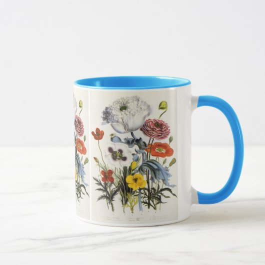 庭園のビンテージケシ、ビクトリア朝の花 マグカップ (右)