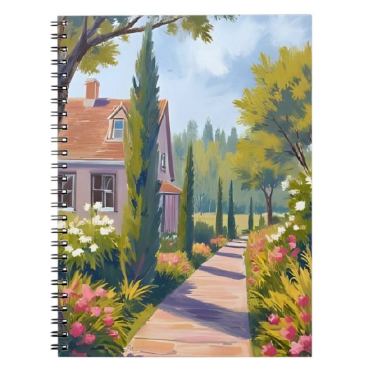 庭園の散歩｜油絵の花の小径 ノートブック (正面)