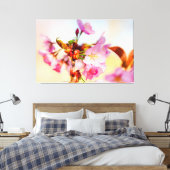庭園の桜の花の垂直クラスター キャンバスプリント (インサイチュ (寝室))
