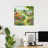 庭園の歩道の風景3 ポスター (ホームオフィス)