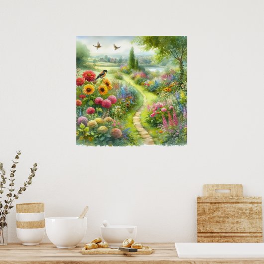 庭園の歩道の風景3 ポスター (キッチン)