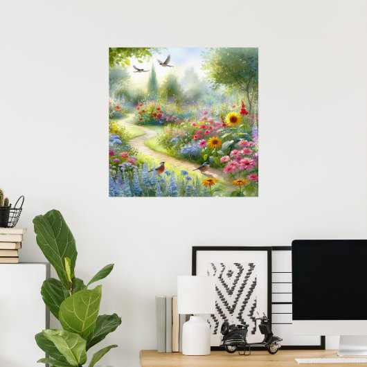 庭園の歩道の風景5 ポスター (ホームオフィス)