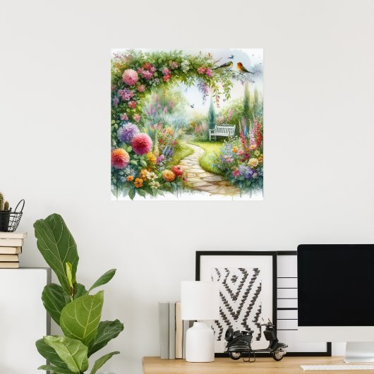 庭園の歩道の風景6 ポスター (ホームオフィス)