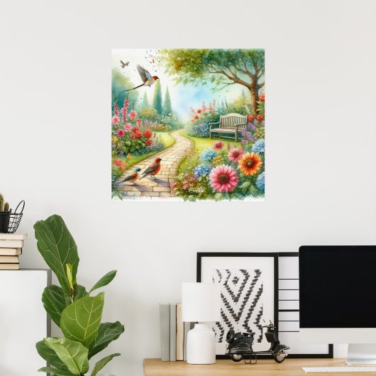 庭園の歩道の風景7 ポスター (ホームオフィス)