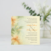 庭園の結婚式の招待状-柔らかく黄色い花柄 招待状 (スタンド正面)