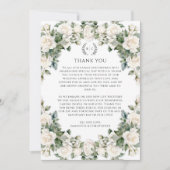 庭園の結婚式の緑とバラありがとう サンキューカード (正面)
