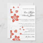 庭園の結婚式オレンジとブルーのフローラ結婚ズ 招待状 (正面)