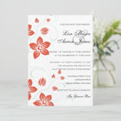 庭園の結婚式オレンジとブルーのフローラ結婚ズ 招待状 (スタンド正面)