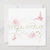 庭園の結婚式ピンクリリーブライダルシャワー 招待状 (正面)