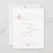 庭園の結婚式ピンクリリー婚約 案内状 (裏面)