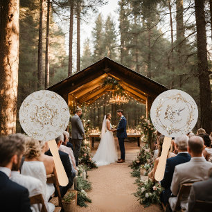 庭園の結婚式ファンホワイトハミングバード ハンドファン