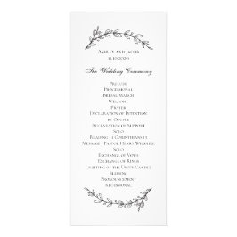 庭園の結婚式プログラム。白黒植物学 ラックカード