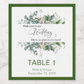 庭園の結婚式ワインラベルテーブル番号 ワインラベル (シングルラベル)