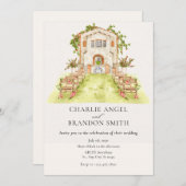 庭園の結婚式会場 招待状 (正面/裏面)