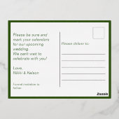 庭園の結婚式日付フォイルのポストカードを保存 箔シーズンポストカード (裏面)