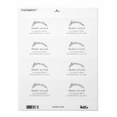 庭園の結婚式。ボタニカルの白黒のアドレス ラベル (フルシート)