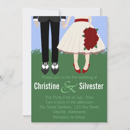 庭園の結婚式、5時間36結婚日 招待状 (正面)