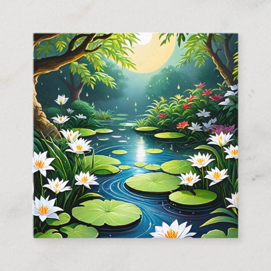 庭園は静かな場所で、瞑想に最適 スクエア名刺 (正面)