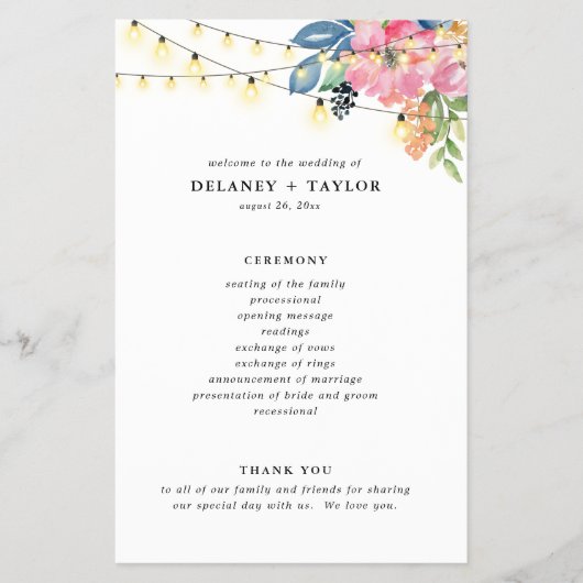 庭園パーティー・花・照明紙プログラム チラシ (正面)