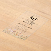 庭園フローラ書道30歳の誕生日 アクリル招待状 (レイダウン)
