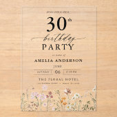 庭園フローラ書道30歳の誕生日 アクリル招待状 (正面)