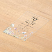 庭園フローラ書道70誕生日 アクリル招待状 (レイダウン)