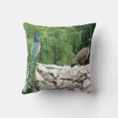 庭園写真スロークッションにクジャク クッション (裏面)