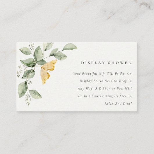 庭園動物蝶ディスプレイシャワー赤ちゃんシャワー エンクロージャーカード (正面)