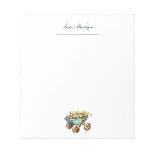 庭園愛好家手押しフローラモノグラム ノートパッド (正面)