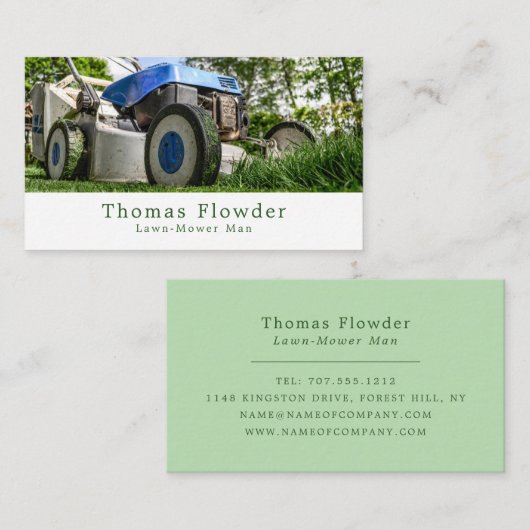 庭園芝刈り機、庭師、園芸家 名刺 (正面/裏面)